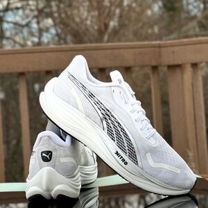 Puma Velocity Nitro Men’s Running Shoes Size 13 White Silver 377748-06